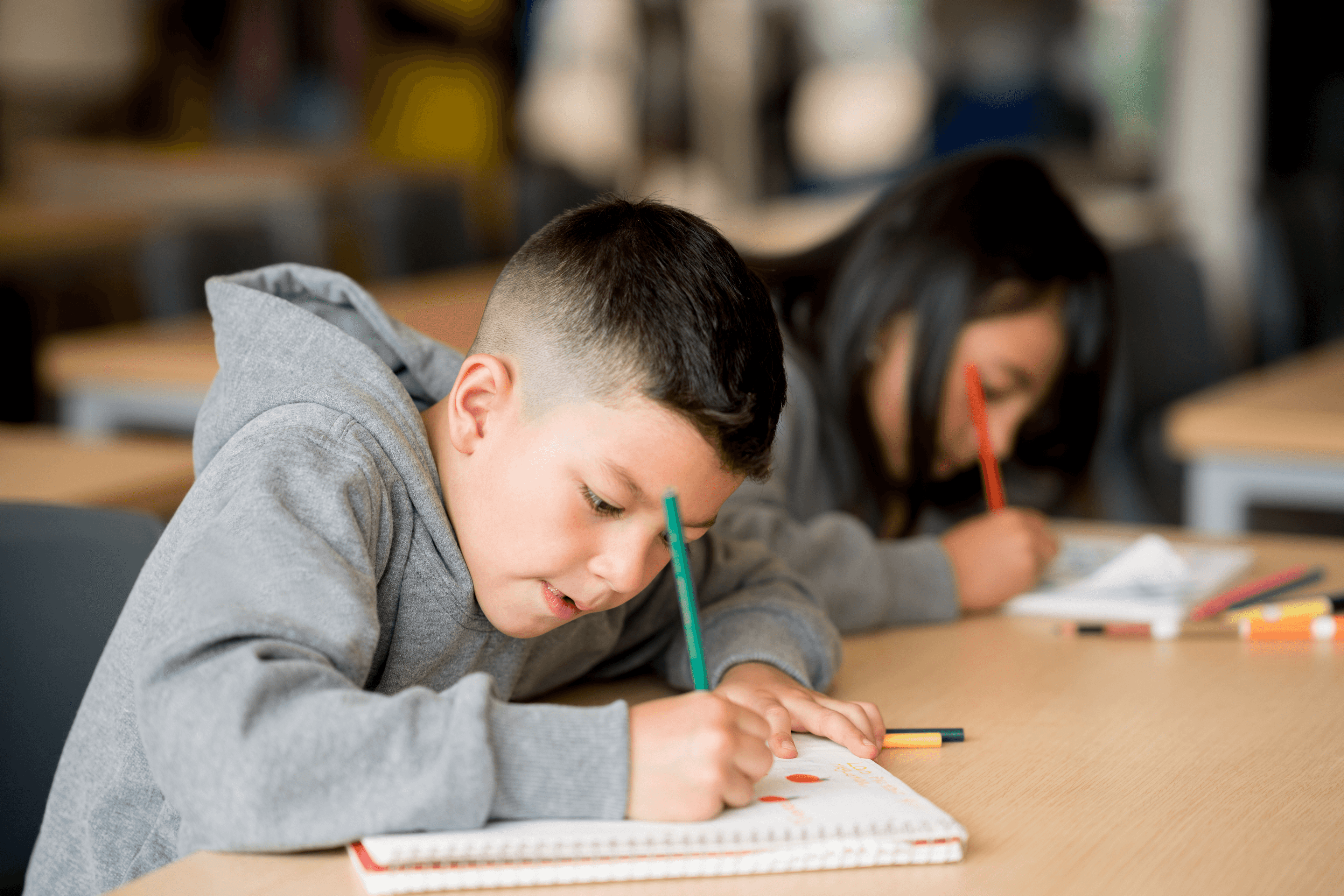 Kids concentrating at school