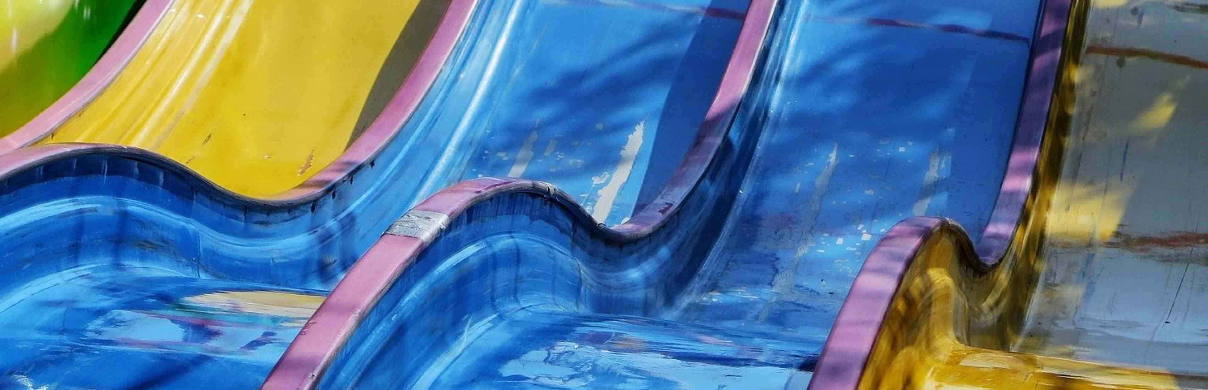 Different coloured water slides