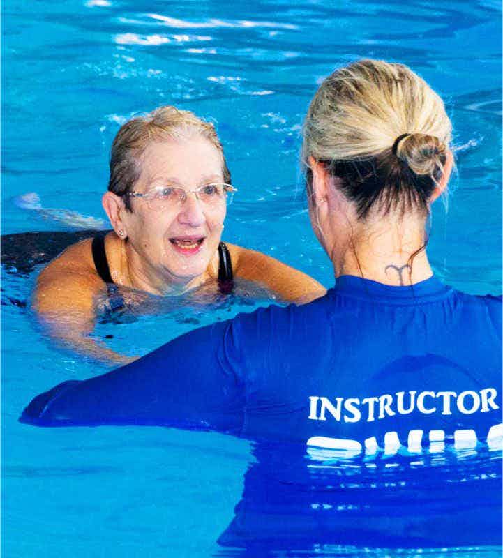 Elderly swimming lesson