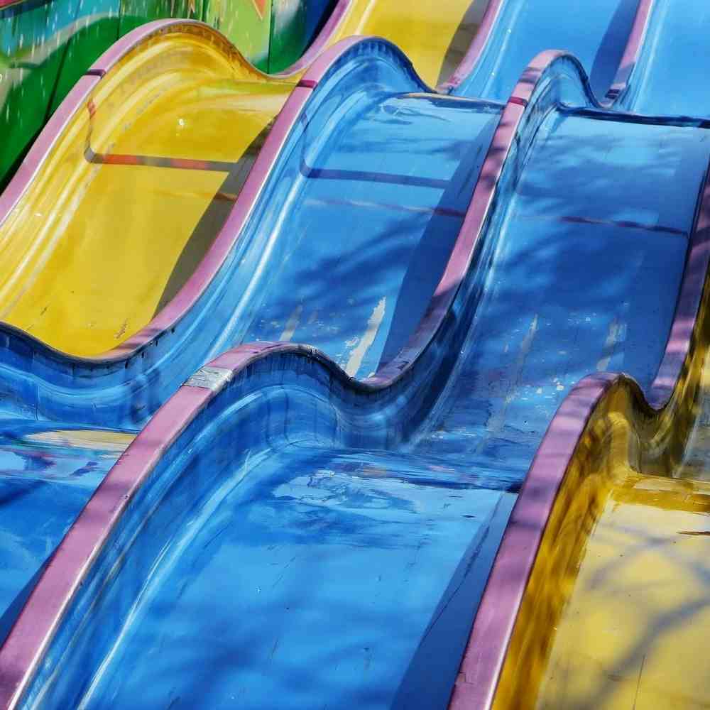 Different coloured water slides