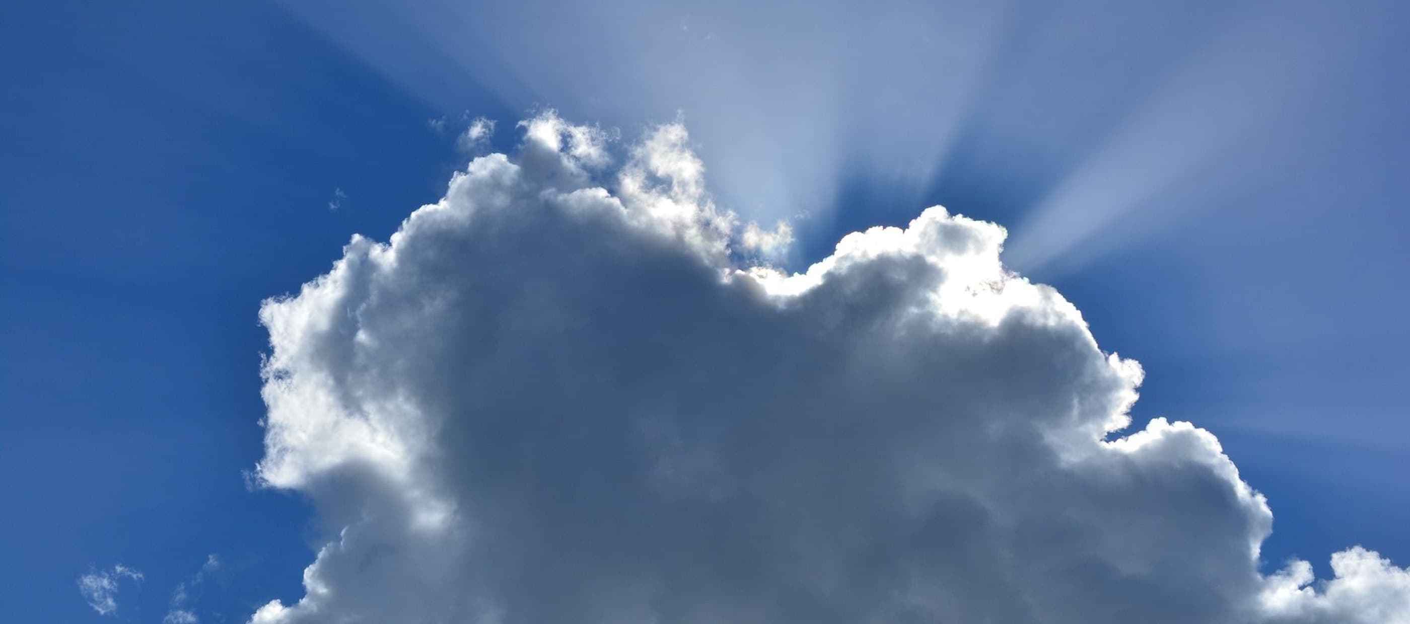 Light breaking through clouds